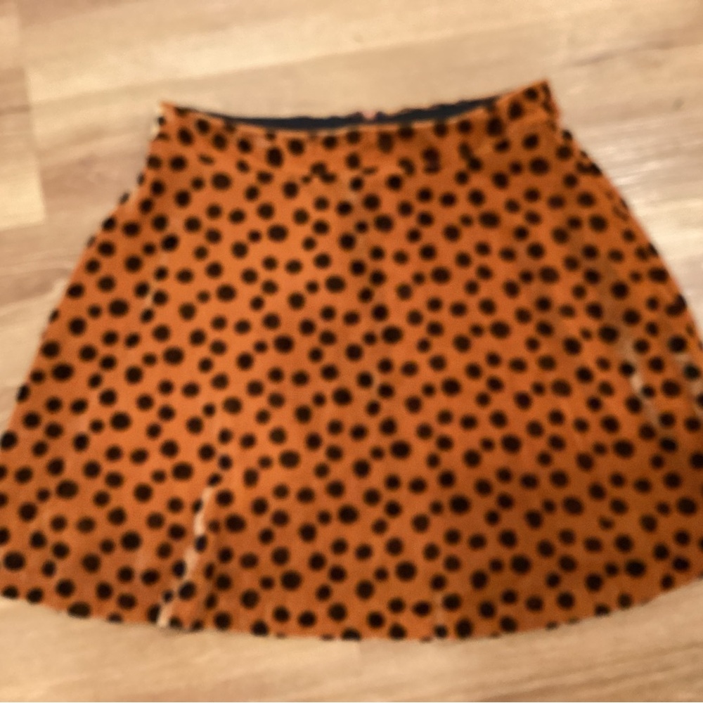 Madewell Orange and Black Polka Dot A-Line Skirt
